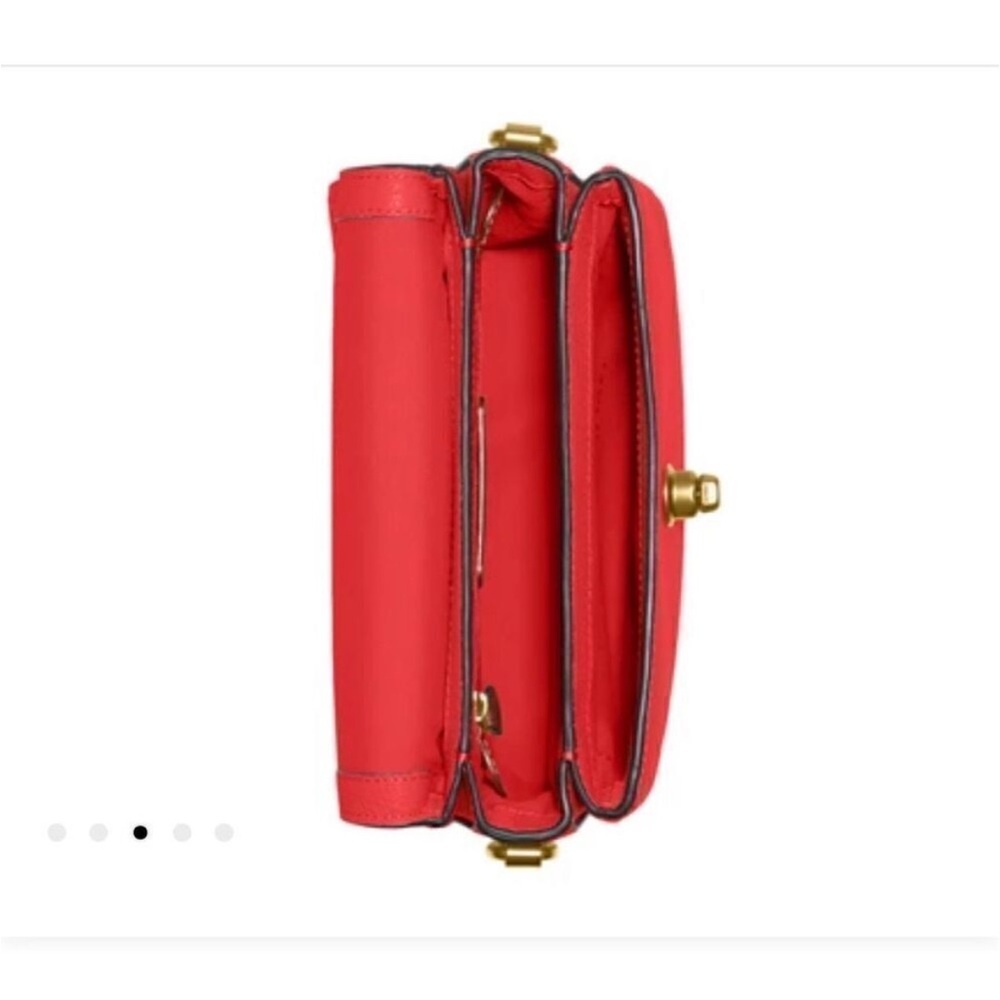 COACH Cassie Red Leather crossbody Shoulder Bag with top handle strap - Picture 4 of 7